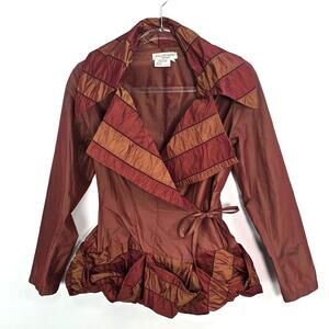 Ivan Grundahl Copenhagen Architectural Taffeta Wrap Evening Jacket Rust 36
